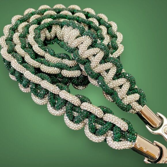 Crystal Rhinestone Braided Cobra Sparkly Handbag Strap Detachable Purse Strap